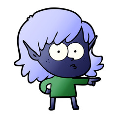 cartoon elf girl pointing