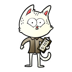 cartoon cat with clipboard