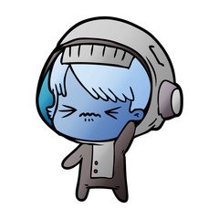 angry cartoon space girl waving