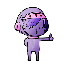 happy cartoon space girl