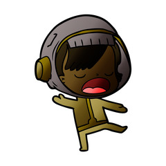 cartoon talking astronaut woman