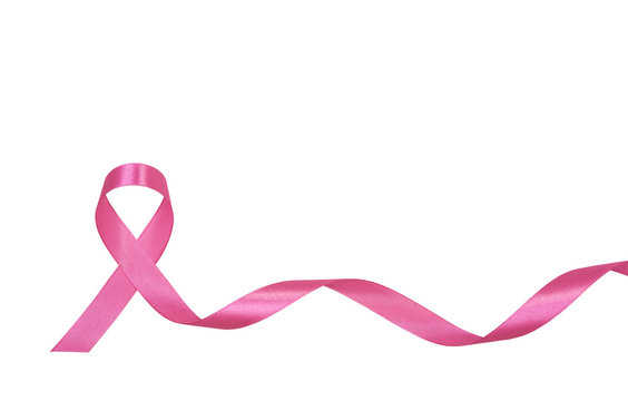 pink ribbon breast cancer isolated on white background. with copy space