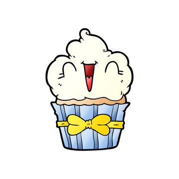 happy cartoon cupcake