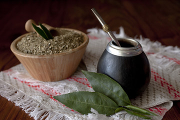 yerba mate in matero on a table