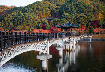Wolyeonggyo bridge, Wooden bridge at Andong, South Korea.