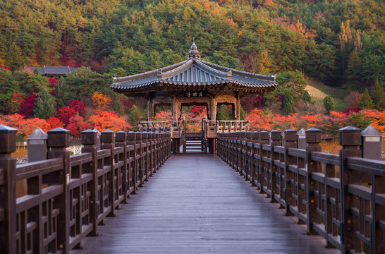 Wolyeonggyo bridge, Wooden bridge at Andong, South Korea.