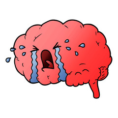 cartoon brain crying
