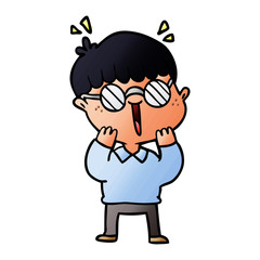 cartoon happy boy wearing spectacles