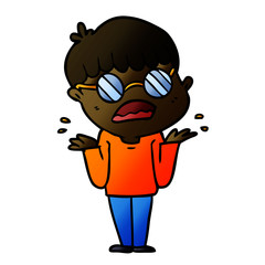 Obraz premium cartoon confused boy wearing spectacles