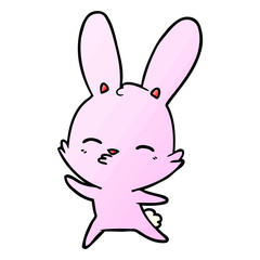 Obraz premium curious waving bunny cartoon