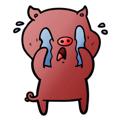 crying pig cartoon