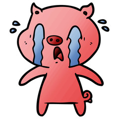 crying pig cartoon