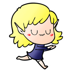 happy cartoon elf girl posing