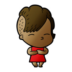 cartoon squinting girl