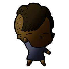 cartoon squinting girl