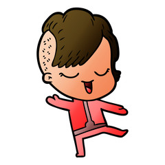 happy cartoon girl