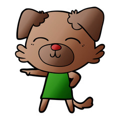 cartoon dog in dress pointing