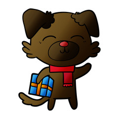 cartoon dog ready for xmas