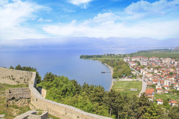 Beautiful view of the coast of Lake Ohrid in Macedonia