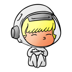 cartoon curious astronaut