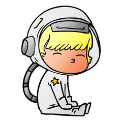 cartoon curious astronaut