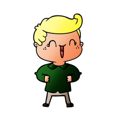 cartoon laughing boy with hands on hips