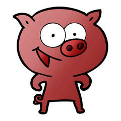 cheerful pig cartoon