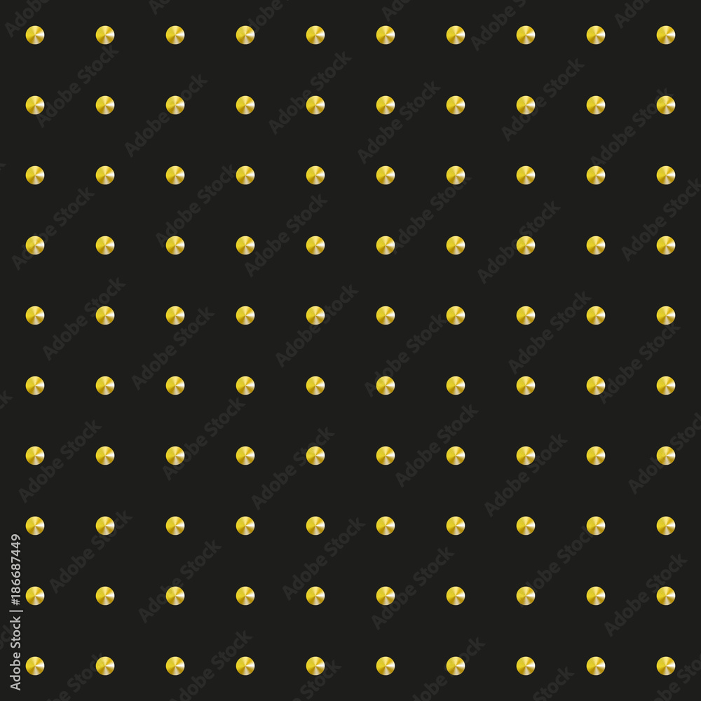 Sticker pattern of golden cones on a black background. vector illustration.