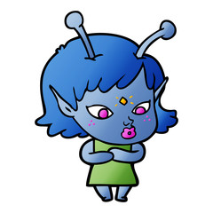 pretty cartoon alien girl
