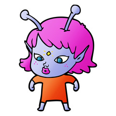 pretty cartoon alien girl