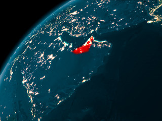 United Arab Emirates at night on Earth