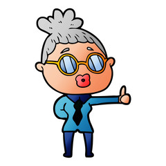 cartoon woman wearing spectacles