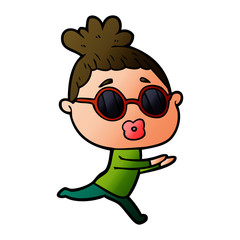 cartoon woman wearing sunglasses
