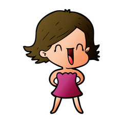 cartoon happy woman