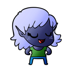 happy cartoon elf girl