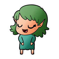 happy cartoon elf girl