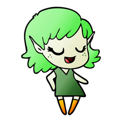 happy cartoon elf girl