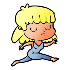 cartoon indifferent woman running