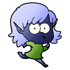 cartoon elf girl staring