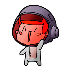 happy cartoon astronaut waving
