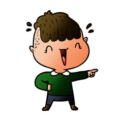 cartoon happy boy surprised