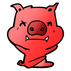 angry cartoon pig throwing tantrum