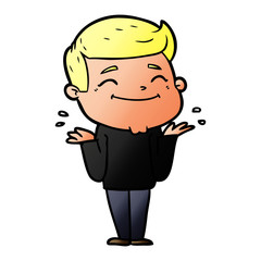 happy cartoon man shrugging