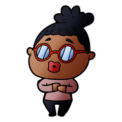 cartoon woman wearing spectacles