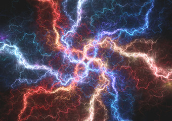 Fire and ice lightning bolt, Fractal energy background