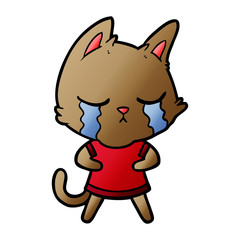 Obraz na płótnie Canvas crying cartoon cat