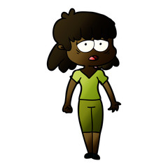 cartoon tired woman