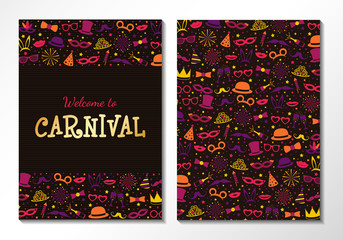 Two sided Carnival invitation. Vector.
