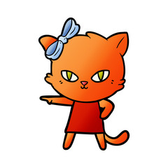 cute cartoon cat wearing dress