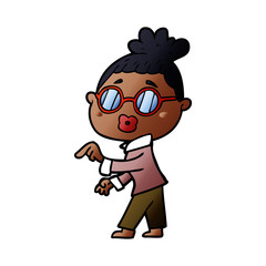 Naklejka premium cartoon woman wearing spectacles